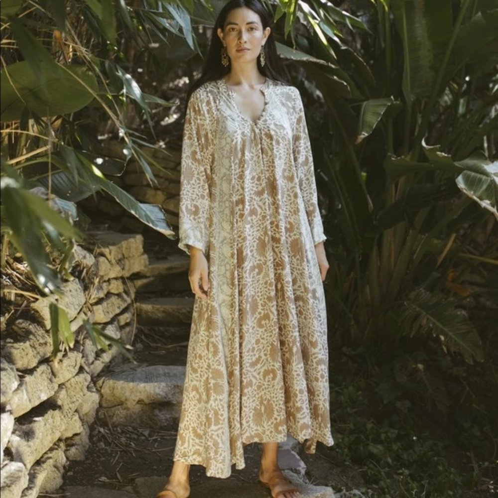 Natalie Martin Fiore Maxi Dress  - WING PRINT PAROS TAN SMALL